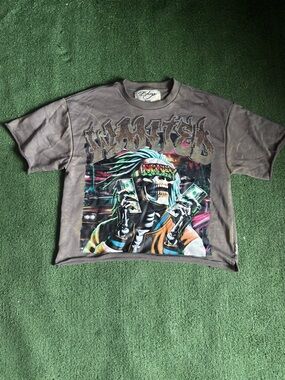 Graphic Skeleton Money Tee with Neon Accents